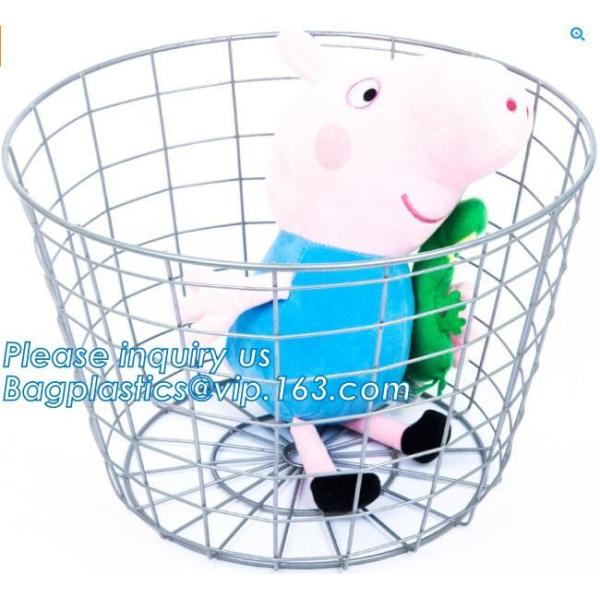 decorative laundry metal wire material storage basket, Vintage Metal Chicken Wire Removable Fabric Hanging Storage Baske