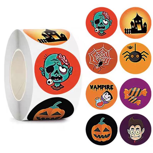 1Inch Removable Cute Holiday Round PVC Label Sticker Decals Roll