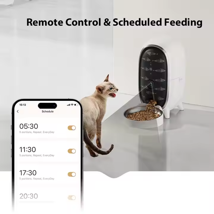 3L Smart Automatic Eco-friendly Solid Dry Food Dispenser for Cats Dogs Timed Feeding Charge Powered Rounded Design IPX5