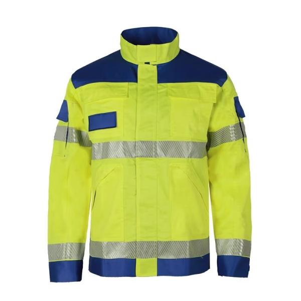 Factory Supply High Visibility Safety Work Clothes Construction Security Workwear Reflective Work Jacket for Mens Cotton
