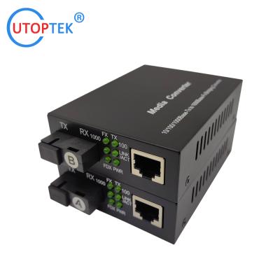 10/100/1000Mbps SM Bidi 20km 1310/1490nm Fast Ethernet Fiber media converter for CCTV Network using