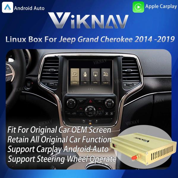 Boîte d'interface Viknav Linux pour Jeep Grand Cherokee 2014-2019 avec CarPlay sans fil