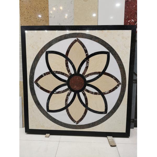 Deluxe Interior Lobby Water Jet Medallion Flower Marble Petterns Decorative Wall