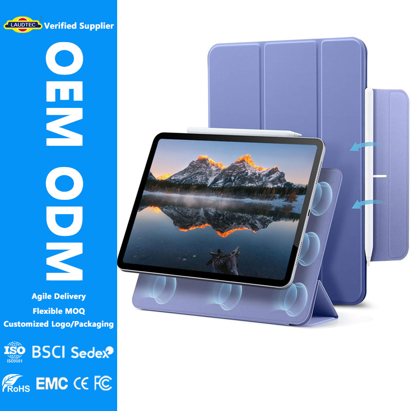 Luxury PU Leather Magnetic Case for iPad Tri-Fold Double-Sided Smart Cover Ultra Slim Shockproof Stand Folio Case