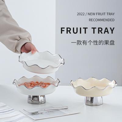 Taça de salada de cerâmica sustentável Decoração doméstica de luxo europeia para servir sobremesas e lanches