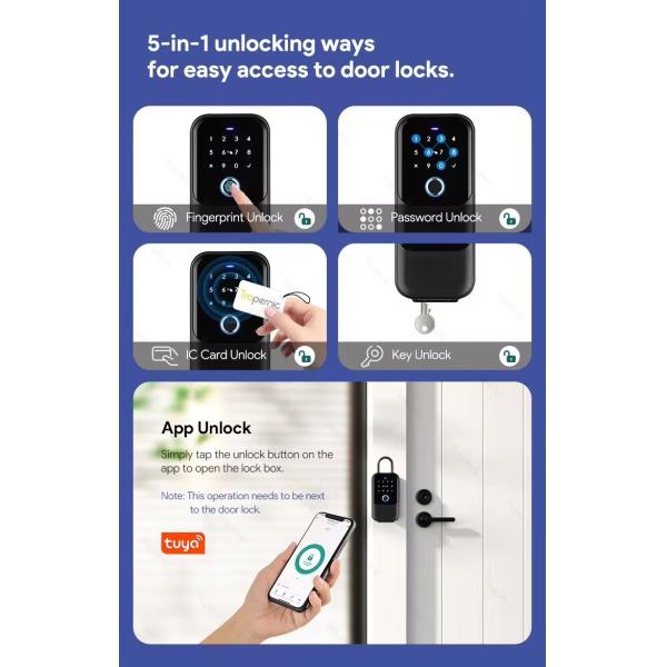 WiFi Key Lock Box Wall Mounted Outdoor IP65 Waterproof for Wood Door and App Connectivity