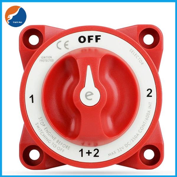 Interrupteur de batterie marine 32V DC 350A 4 positions Rouge Cuivre étamé