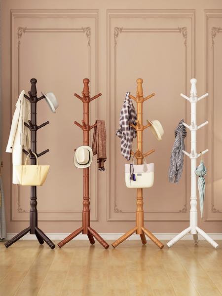 Customized Coat Rack Hanger Stand Pine Wooden Coat Tree For Bedroom