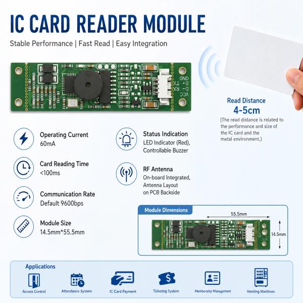 M10-WD-UH-00 RFID Card Reader Module IC Card Reader 13.56MHz High-Frequency M1 Card Reader Fudan F08 Card USB Interface