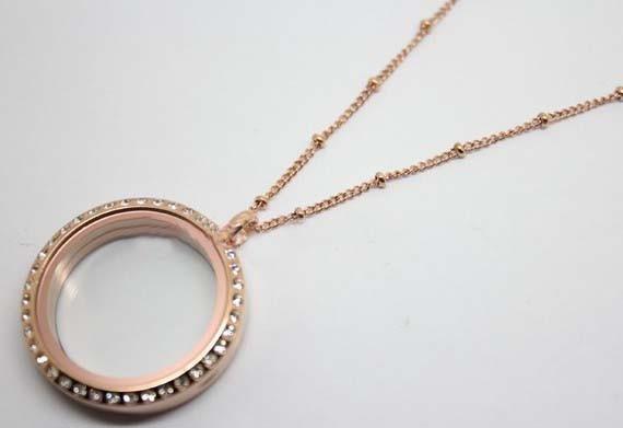 Tagor Jewellery Stainless Steel Glass Floating Locket Chain GLC008-Ball Station Chain
