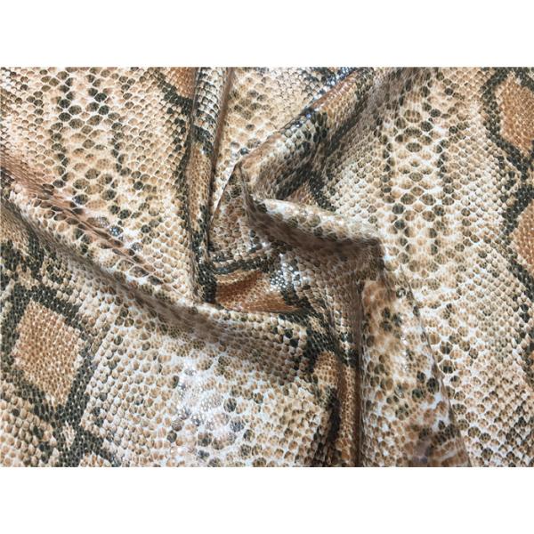 0.6mm Scuba Suede Printed Leather Fabric With Snake Skin Design Plus Lamination Effect