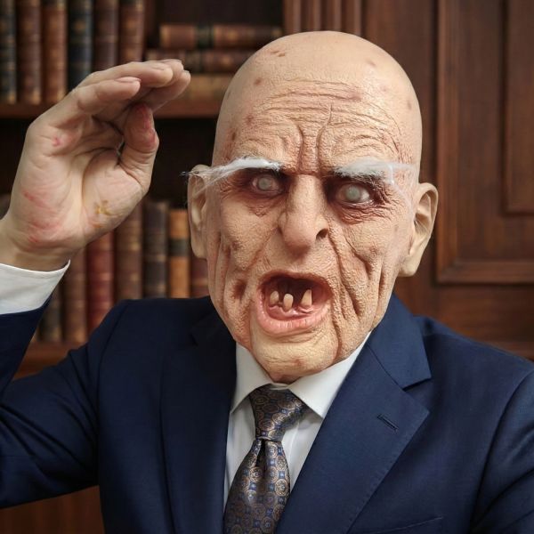 Hyper-Realistic Old Man Zombie Latex Mask - Premium Quality Latex Halloween Mask One Size Fits Most