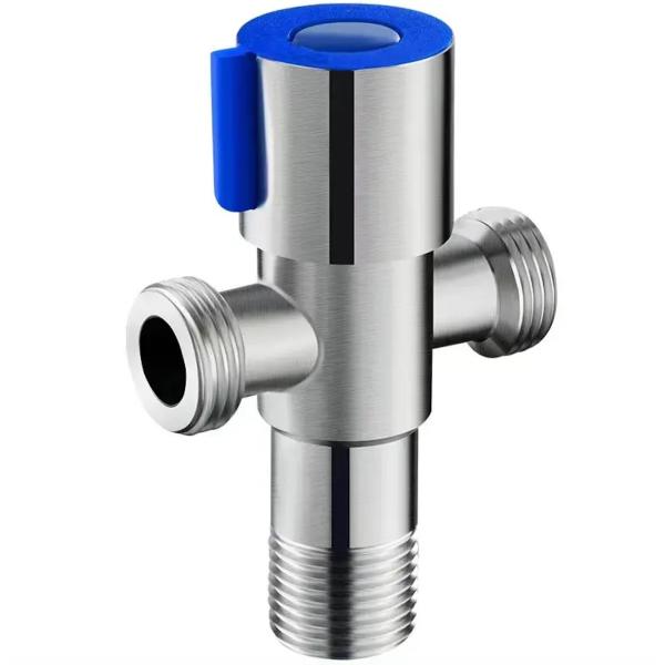 Stainless Steel 90 Degree 1/2 Brass Double Hole Angle Valve for Bathroom Kitchen Toilet