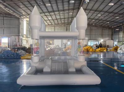 Commercial White Inflatable Castle  With Ball Pit Water Slide For Entertainment