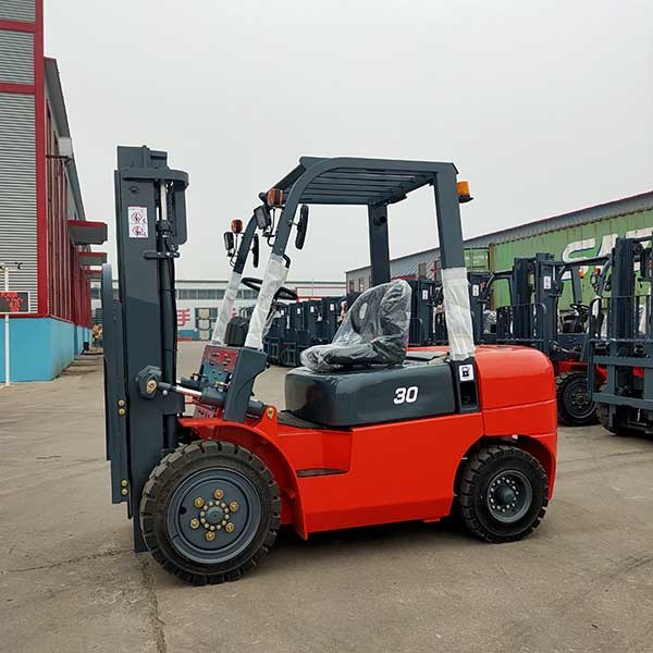 Full Free Lift Mast 3m Forklift 3.5 Ton Chinese Engine Warehouse Fork Lift Truck Red