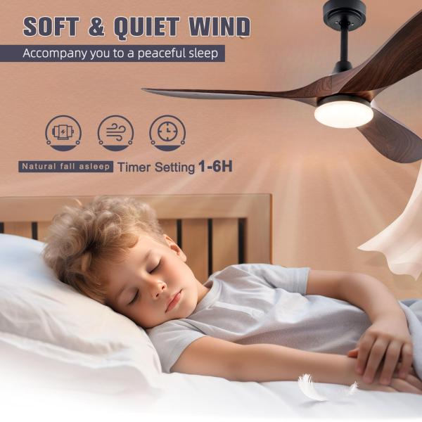 Wholesale factory 52 Inch Retro LED Inverter Ceiling Fan With Night Light Modern Design