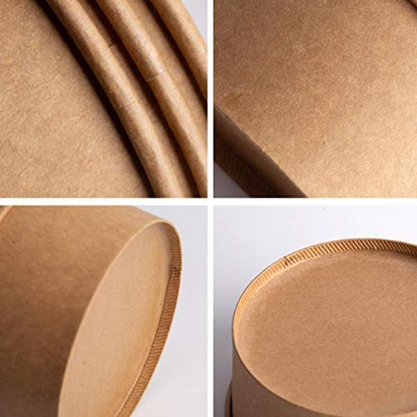 Caixas de embalagem de alimentos descartáveis aquecíveis redondas de papel kraft pratos de salada