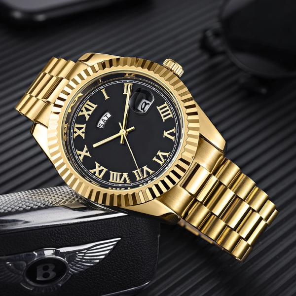 Men'S Classic Stainless Steel Quartz Chronograph Watch High Accuracy