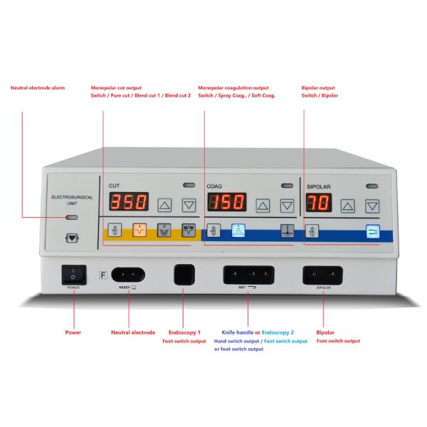 400W High-Frequency Electrosurgical Unit Bipolar & Monopolar Surgical Generator