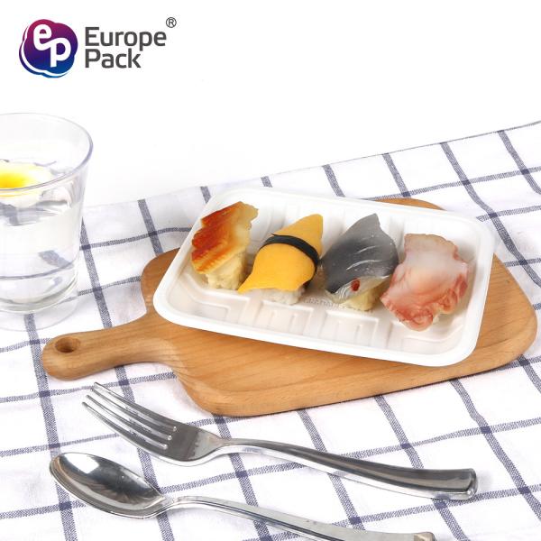 Customized Disposable plastic cornstarch compostable meat trays/food tray/fruit packaging tray for market