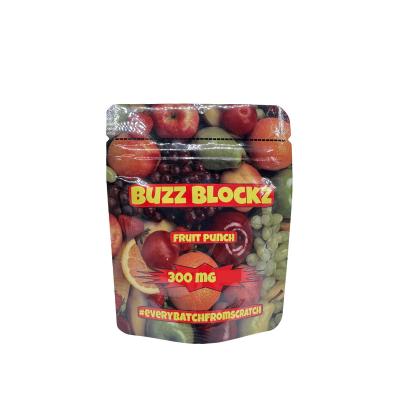 300mg Custom Design Digital Printed Stand Up Pouches Zipper Bags for Fruit Punch Flavor Candy Gummies Packaging