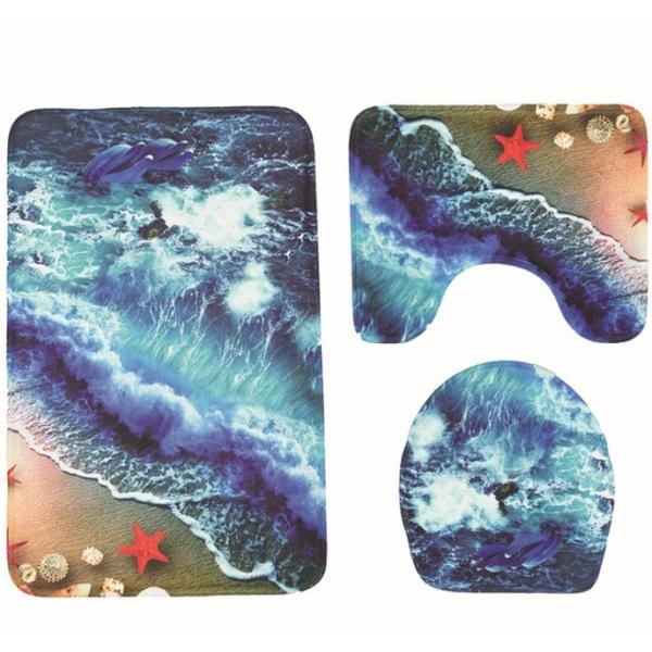 циновка туалета 3pcs установила подковообразным напечатанный камнем набор половика уборной