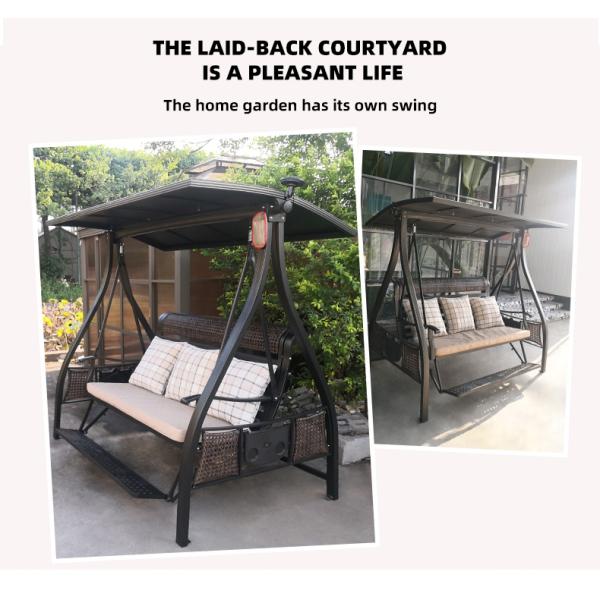 Aluminum Frame Rattan 3 Person Metal Outdoor Swing With Canopy