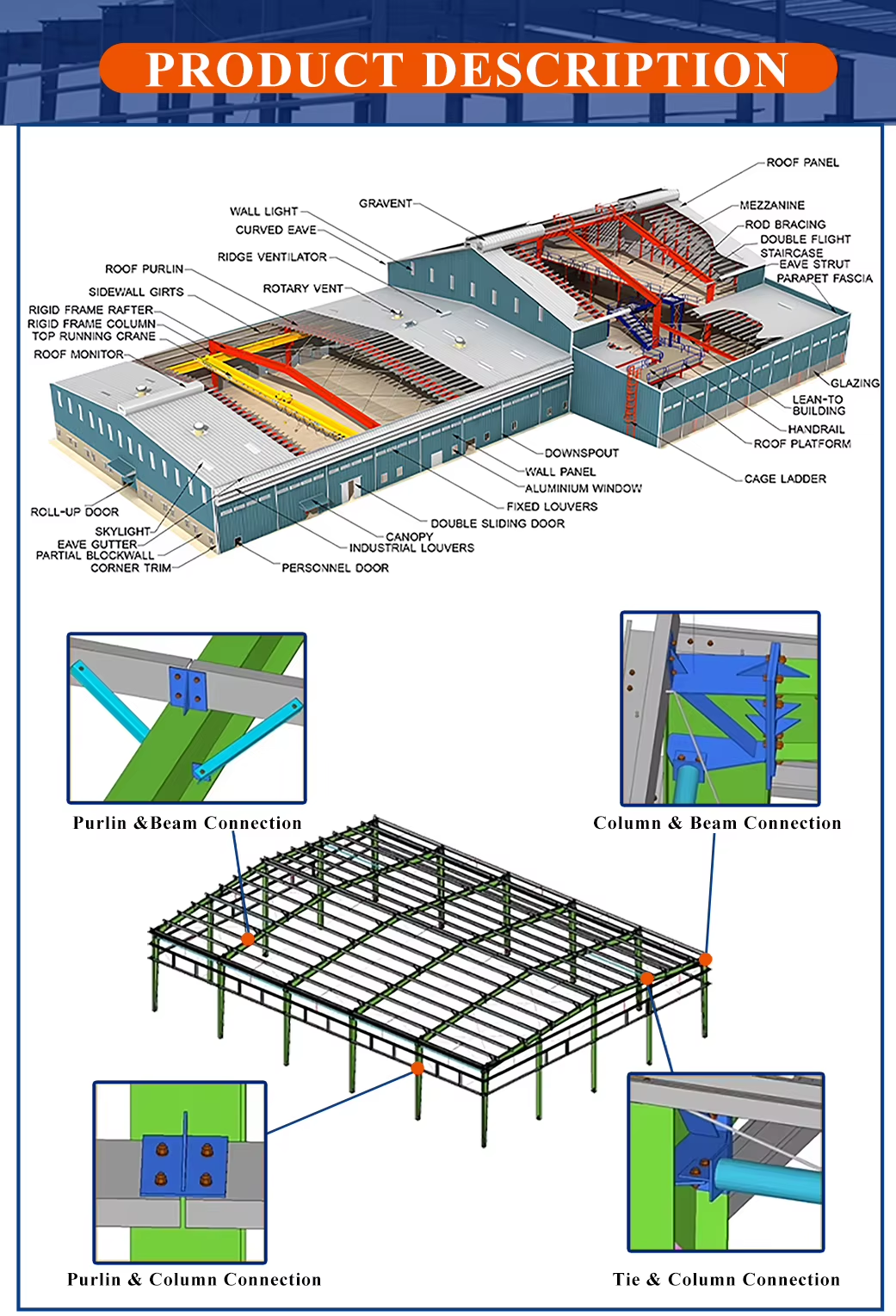 Commercial Prefabricated Shop Shopping Mall Modern Design Steel Structure Construction for Supermarket Use Steel Building