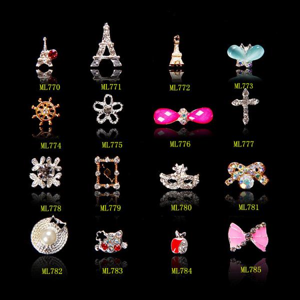 Hot NEW Wholesale Alloy Jewelry 3D Nail Art Jewelry Nail rhinestones Sticker Supplier Number ML770-785