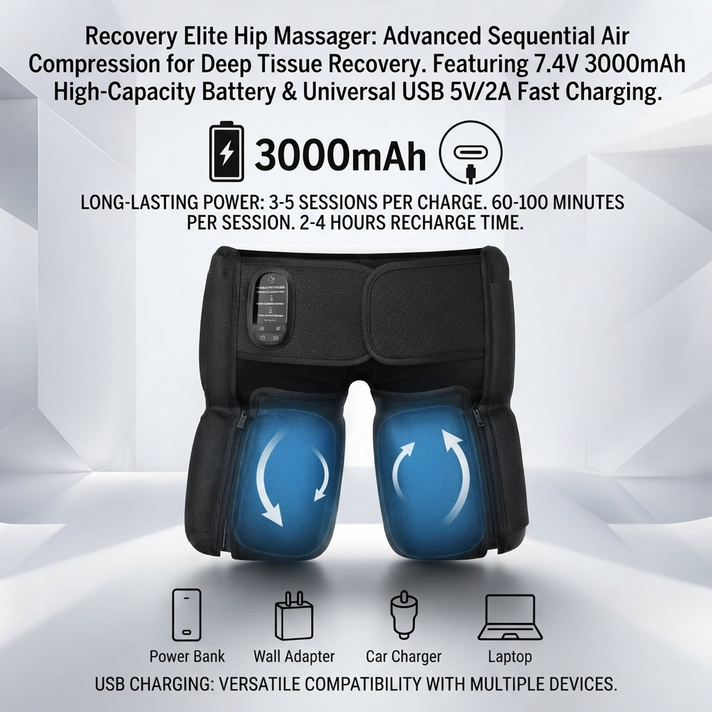ZN-MH15 Wireless Air Compression Hip and Waist Massager for Post-Workout Recovery and Pain Relief
