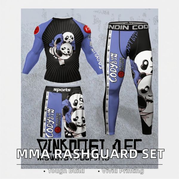 UPF50+ Anti Bacterial No Gi Clothes Quick Dry Compression Set For MMA And Jiu Jitsu