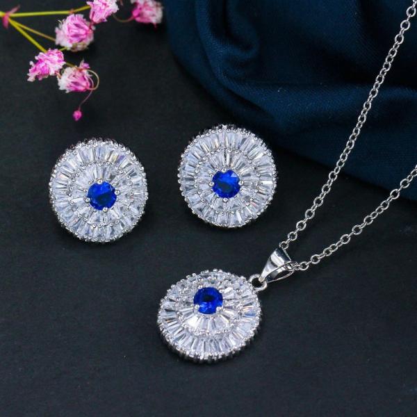 Fashion Luxury Jewelry Set Rhodium AAA Cubic Zircon Cz zircon Necklaces Earrings Jewelry Sets Wedding Set