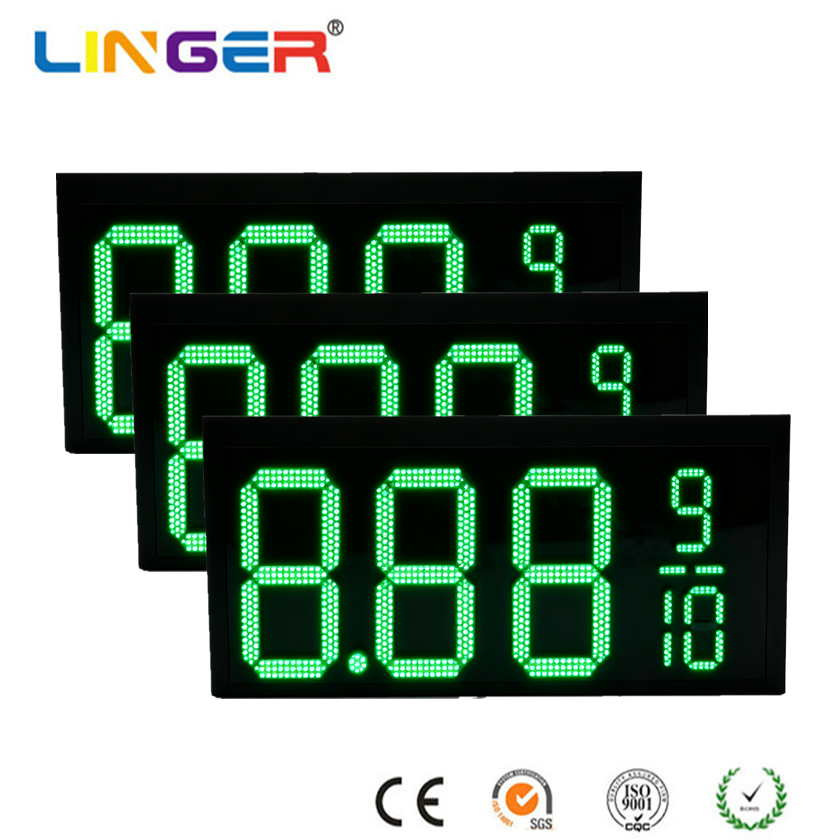 High Brightness LED Gas Price Sign Green Color Petrol Station Price Board IP67