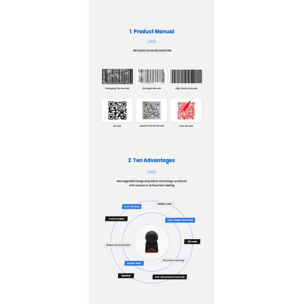 Настольный блок развертки штрихкода POS 60fps Omni дирекционный точность 4 mil