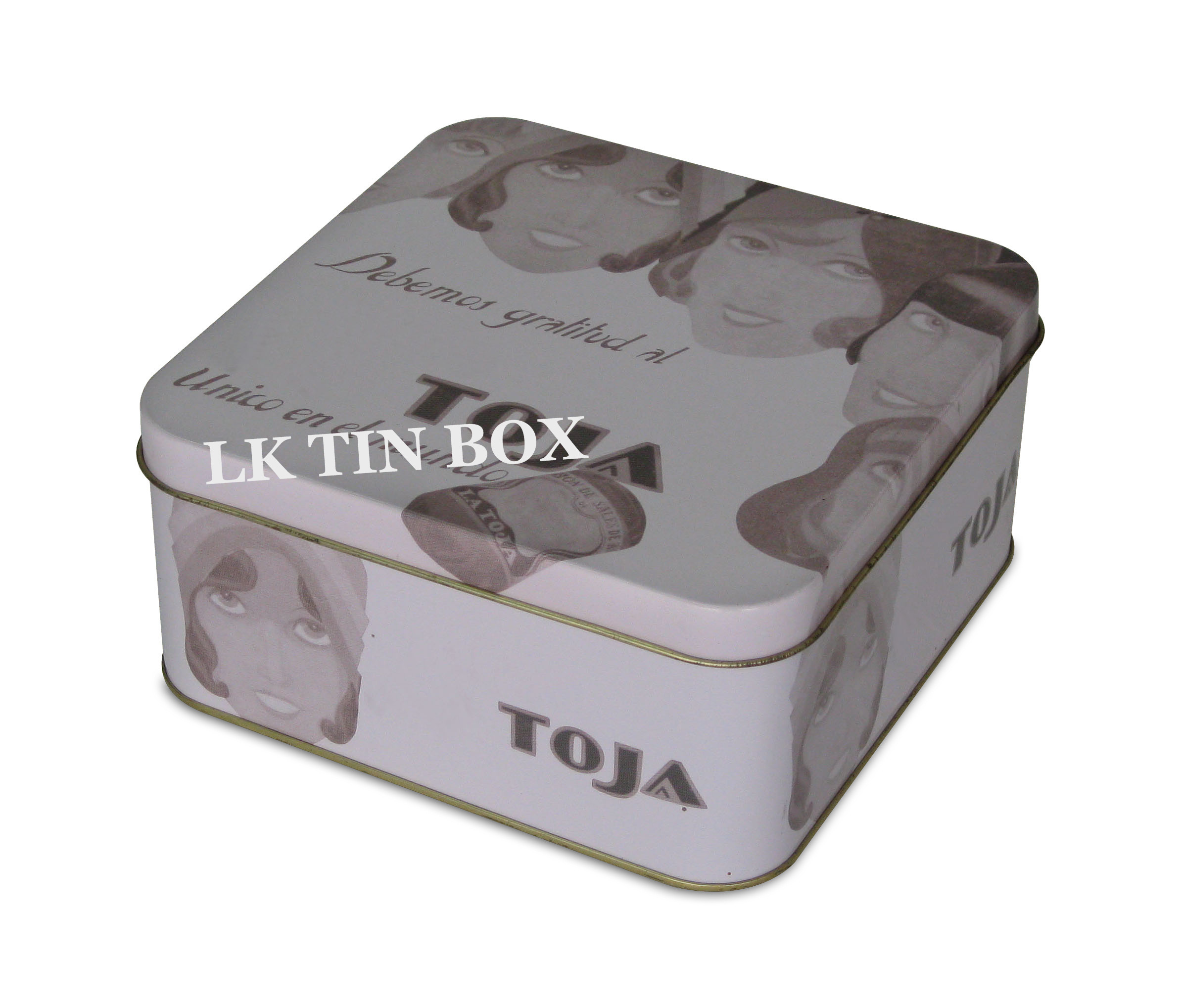 Durable Empty Christmas Halloween Square Cookie Tin Box With Press Open Lid