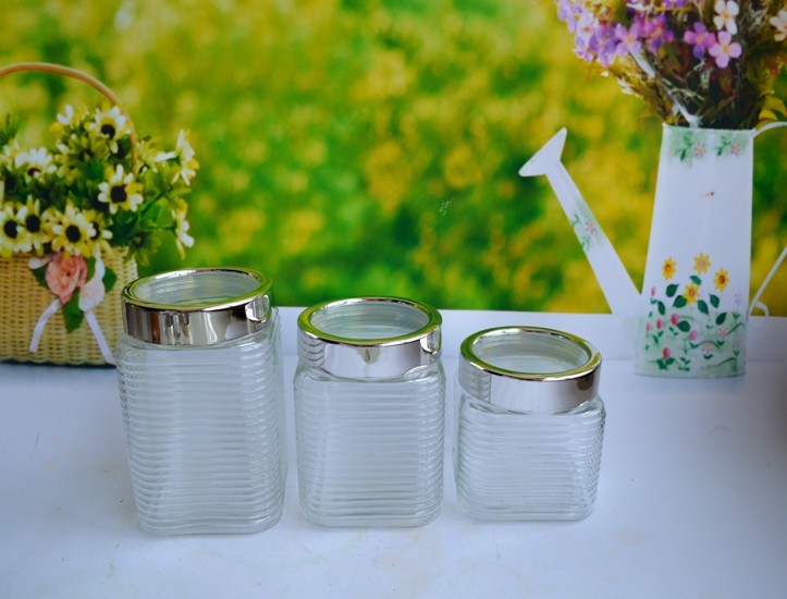 SET OF 3 PCS GLASS CANISTER