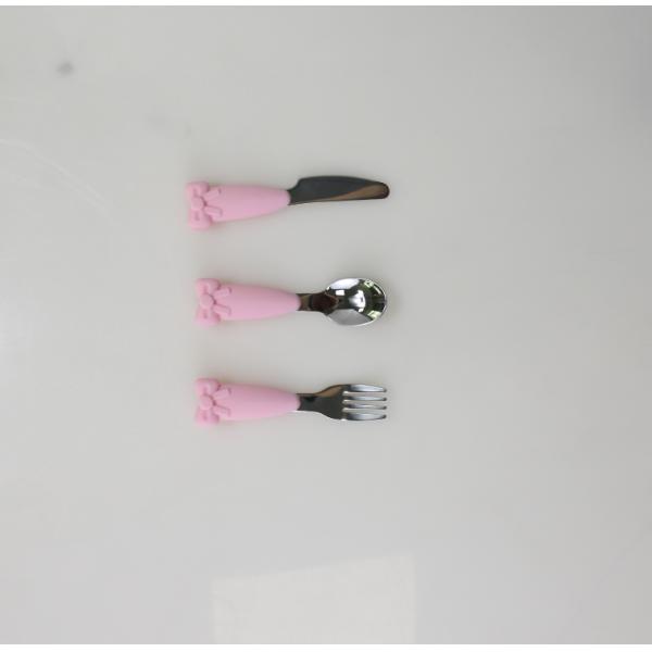 Bow Know Нержавеющая сталь Детская ложка С силиконовой ручкой Вилка Нож Набор для кормления