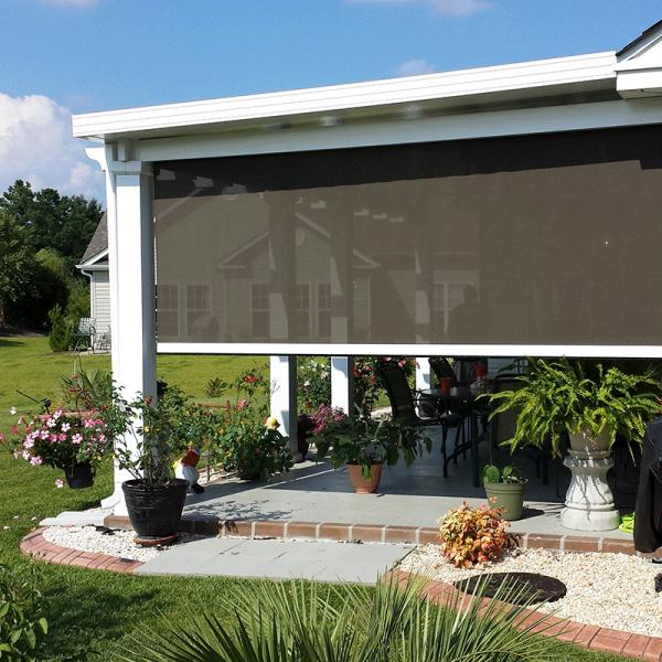 Motorized Exterior Roller Shades UV Proof Sunshade System With Aluminium Gazebo Pergola