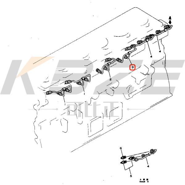 CAMSHAFT OIL PIPE 6127-51-7130 KOMATSU S6D155-4 ENGINE 6127-51-7232 6127-51-7230 FOR D155A