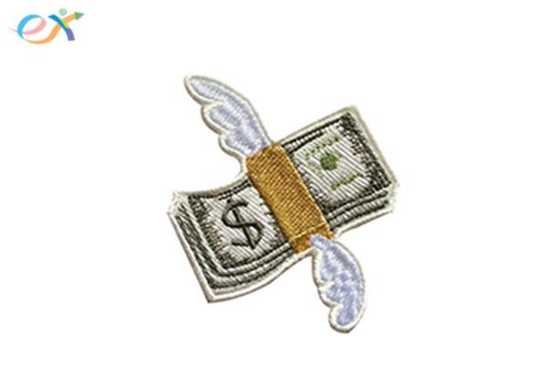 Laser Cut Edge Iron On Embroidered Patches Custom Funny Dollar Paper Money Pattern