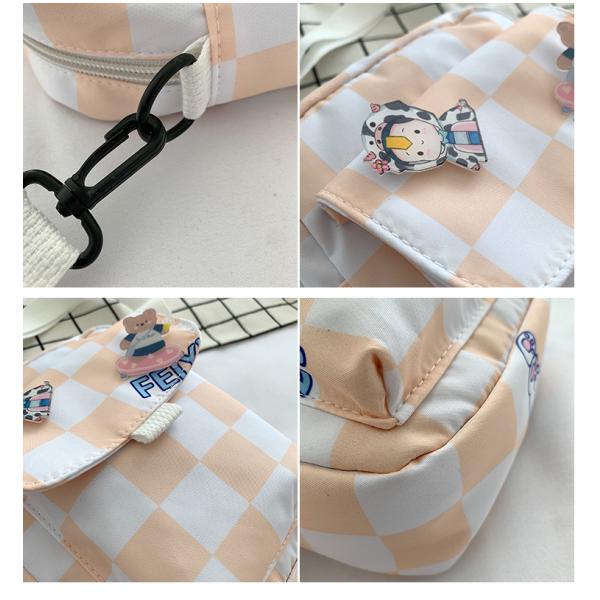 Grid cross body nylon square bag ins Korean large capacity single shoulder plaid mobile phone bag wholesale