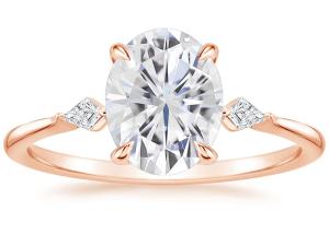 diâmetro OV7×9mm 2.1ct dos anéis de 10K Rose Gold Oval Moissanite Engagement