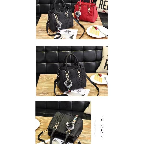 Elegant Shoulder Purse in Genuine Leather with Cartoon Pattern and Button Decoration