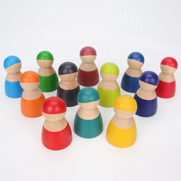 Blocs constitutifs en bois Toy Creative Educational d'arc-en-ciel de Brown 18cm