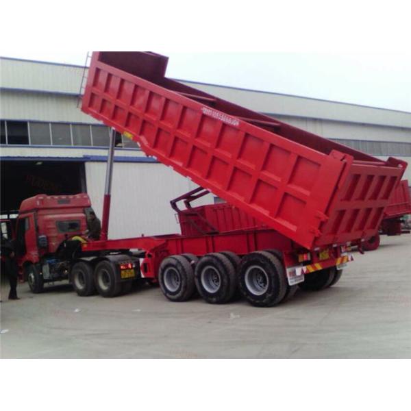 Three / Double Axle Heavy Duty Dump Trailers , Steel Frame Tipper Semi Trailer 