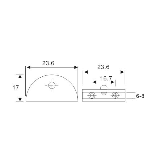 Fixed Glass Holder YS-038S, Zinc Alloy,  for glass 6-8mm, finishing chrome or Satin