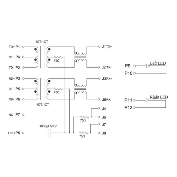 Плата ARJM11A1-009-AB-ER2 100 BASE-T вниз с одиночного гаван модуля Magnetics RJ45