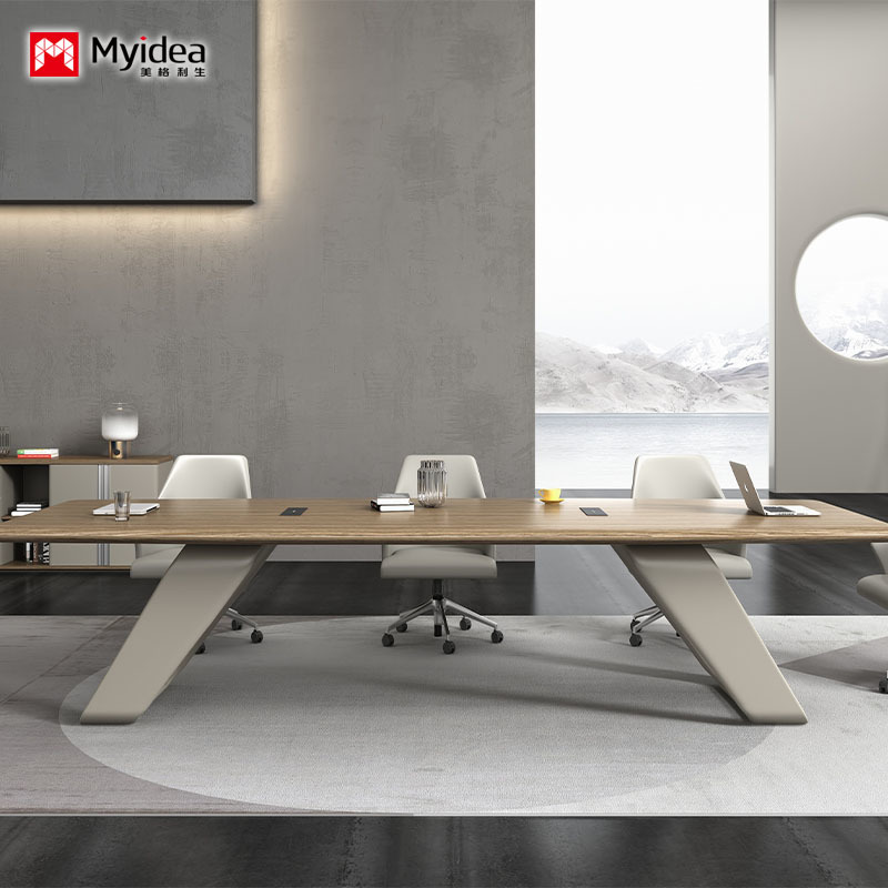 Premium Conference Table for Meeting Rooms – Durable Steel Leg Support, Fully Integrated Power System with AC Outlets and USB Charging Ports for Effortless Device Connectivity