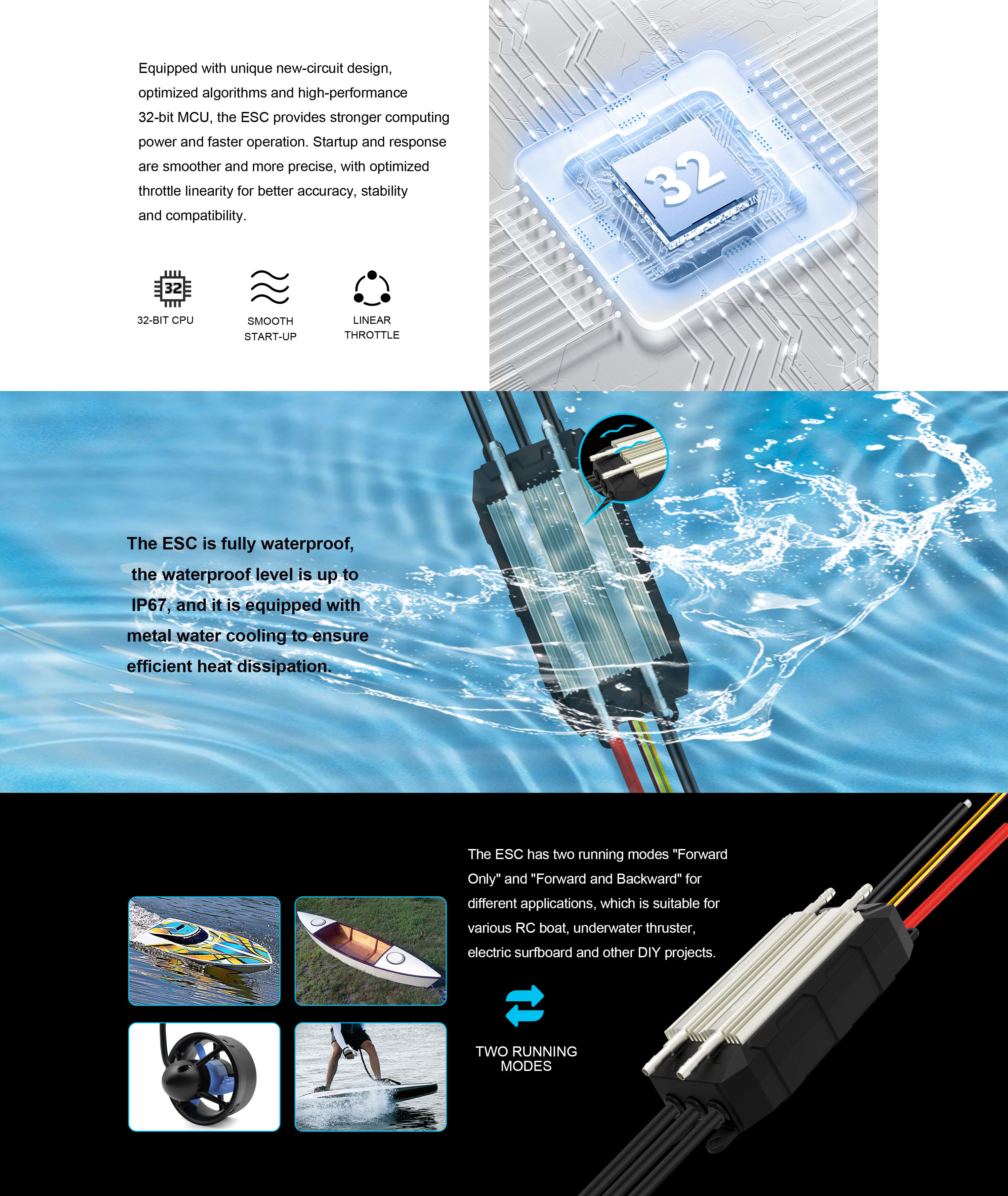 IP67 ZTW Seal 300A ESC HV OPTO G2 32 Bit ESC 6S-14S Opto Isolated