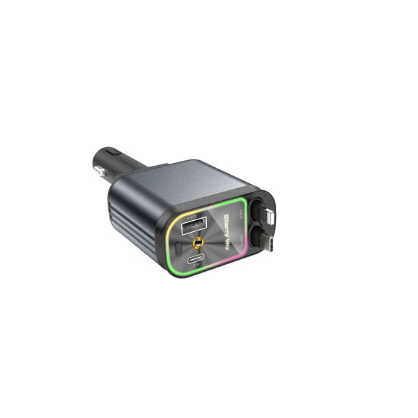 Fast Charging 4 Port Retractable Car Charger 66W With Star Galaxy Light